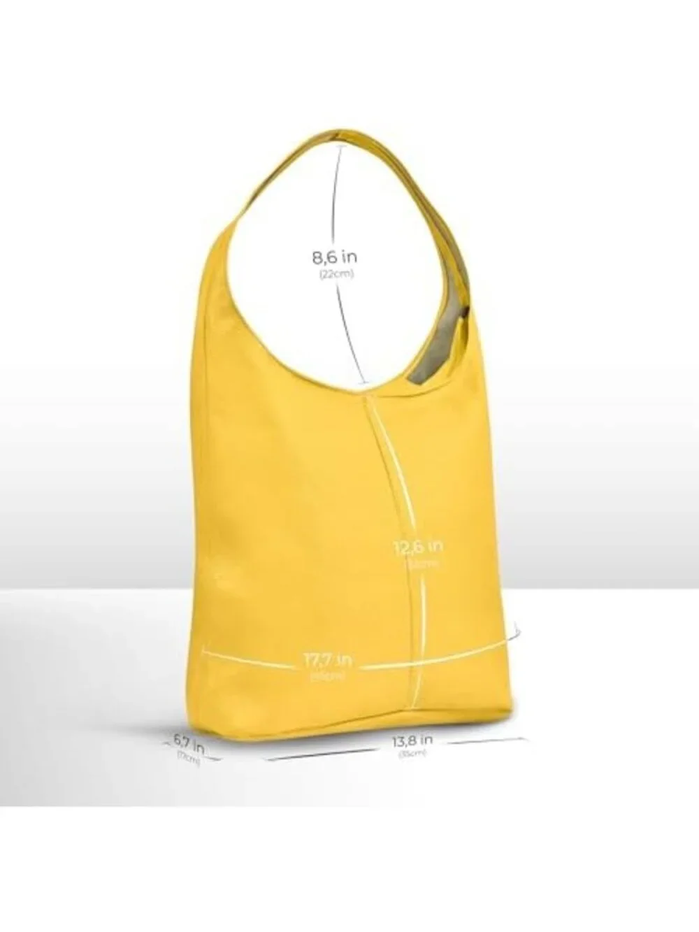 Stylish Yellow Full-Grain Leather Hobo Handbag for Women, Large Capacity, Chic